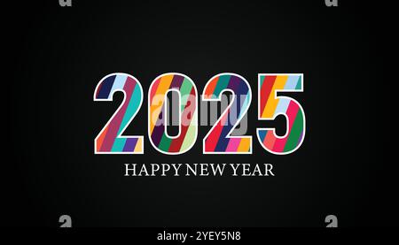 Multicolor Background With Typography Vector Stock Vector Image Art 2025 Multicolor On New Year Dark Modern Background Celebration New Years Eve 2yey5n8