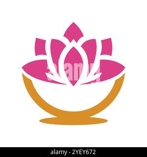 lotus flower noodles icon logo design template Stock Vector