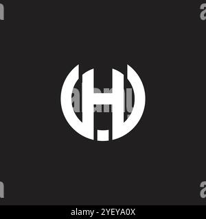 letter hu circle line geometric simple logo vector Stock Vector
