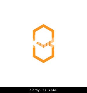 letters b bee hive simple hexagonal yellow logo vector Stock Vector