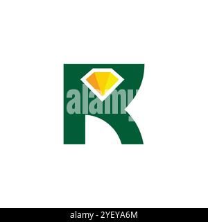 letter r golden diamond jewelry simple logo vector Stock Vector