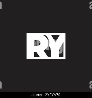 letters ry simple square overlap logo vector Stock Vector