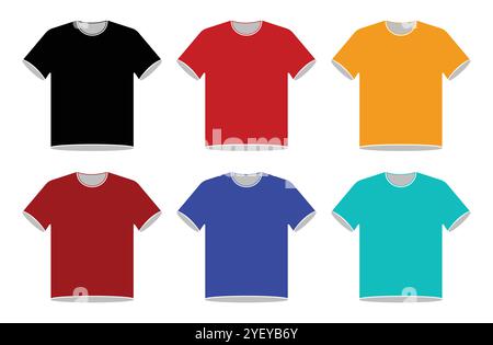 T-shirt icon collection. Set of colorful silhouette t-shirt icon. T-shirt vector icon set in different color isolated on a white background. Stock Vector