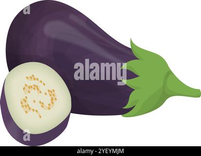 Whole Eggplant Realistic Vector for Food Graphics Stock Vector