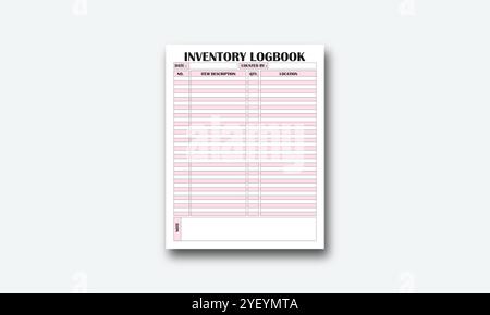 KDP Log Book Interior Vectors Stock Vector