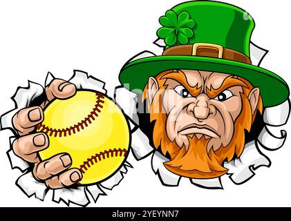 Leprechaun Softball Animal Sports Team Mascot Stock Vector