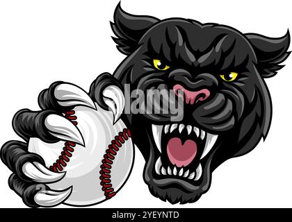 Black Panther Leopard Jaguar Cat Baseball Mascot Stock Vector