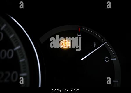 Car ABS warning light , Close up of ABS warning light blinking on car dashboard , car repair concept Stock Photo