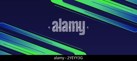 Abstract Background with Blue and Green Gradient Geometric Shapes. Vibrant Creative Banner or Cover Design Stock Vector