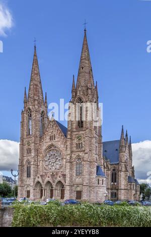 The St. Paul's Church of Strasbourg is a major Gothic Revival architecture building and one of the landmarks of the city of Strasbourg, Alsace, France Stock Photo