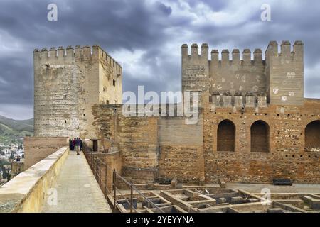 Fortress Alcazaba in Alhambra, Granada, Spain, Europe Stock Photo