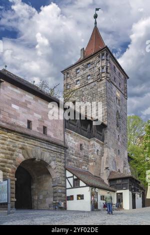 Tiergartnertor (Gate Tower of the Hunting Park) in Nuremberg, Germany, Europe Stock Photo