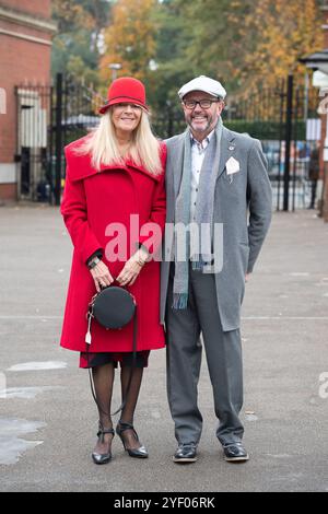 Ascot, Berkshire, UK. 2nd November, 2024. Racegoers arriving at Ascot Racecourse in Berkshire for the Fireworks Spectacular Family Raceday on a mild Autumn day. Credit: Maureen McLean/Alamy Live News Stock Photo