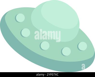 Vector flying saucer element in a cartoon style. Mystery of the cosmos, a UFO, Halloween symbol. The illustration is suitable for web design, online s Stock Vector