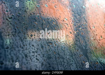 Rain drops on a car windscreen - Kampala Uganda Stock Photo
