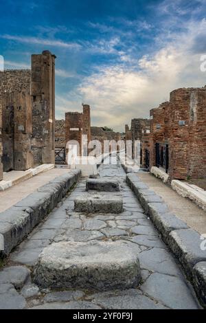 Street in the archaeological area of Pompeii, Pompei, Campania, Italy Stock Photo