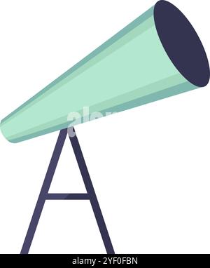 Vector telescope element in a cartoon style. Wonders of the cosmos, astronomy science. The illustration is suitable for web design, online shop, print Stock Vector