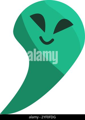 Vector smiling face of an alien element in a cartoon style. Mystery of the cosmos, a UFO, Halloween symbol. The illustration is suitable for web desig Stock Vector