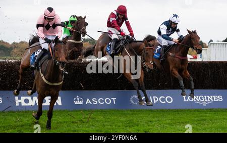 Ascot, UK, Saturday 2nd November 2024; Martator and jockey Charlie Deutsch win the Byrne Group Handicap Steeple Chase (Premier Handicap) for trainer Venetia Williams and owner Camilla Norton. Credit JTW Equine Images / Alamy Live News. Stock Photo