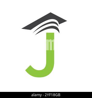 Letter J Education Logo Concept With Graduation Hat. Education Hat Symbol Vector Stock Vector