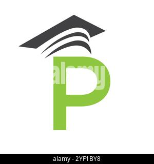 Letter P Education Logo Concept With Graduation Hat. Education Hat Symbol Vector Stock Vector