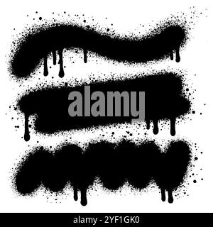 Spray paint shapes. Sprayed grunge dripping dots and borders, abstract graffiti spraying textured shapes set. Stock Vector