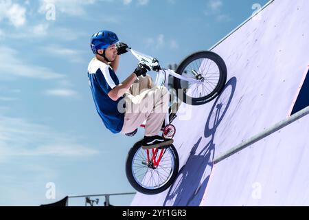 Rim Nakamura (JPN) competes in the Cycling BMX Freestyle Men's Park Final Stock Photo