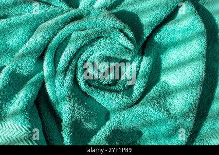 Terry cloth texture turquoise blue sustainable fashion background Stock Photo