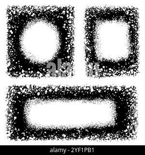 Grunge stencil frames with spray painted frame, grunge splatter and stencils border. Graffiti element for your design. Stock Vector