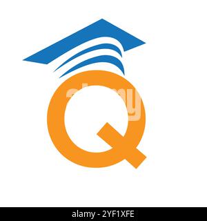 Letter Q Education Logo Concept With Graduation Hat. Education Hat Symbol Vector Stock Vector