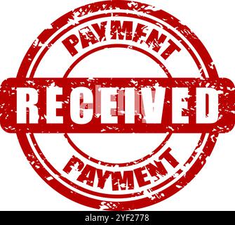 Payment received rubber stamp for bank office, vector of refund salary, official reward or invoice certified, receive approval, vector illustration Stock Vector