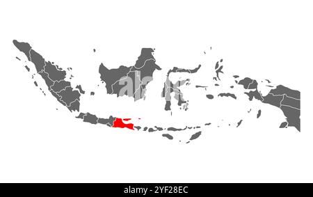 Indonesia detailed East Java map shape, Flat web graphic concept icon symbol vector illustration . Stock Vector