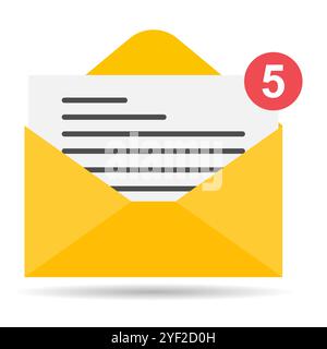 Email business icon shadow, flat web client message sign, mail app vector illustration . Stock Vector