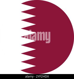 Qatar Circle Flag, Circle Flag of Qatar, Vector Images Stock Vector