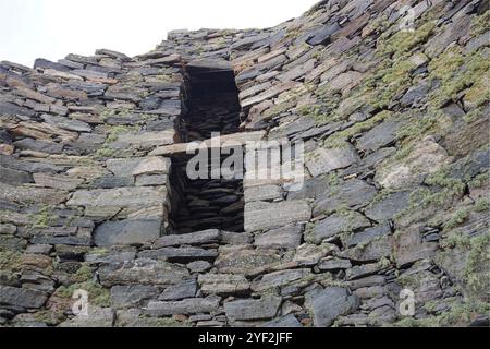 The inside wall and openings of Dun Carloway Broch on the Isle of Lewis ...