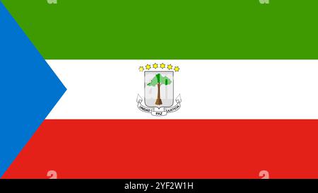 Flag of Equatorial Guinea, 16:9 Format, Equatorial Guinea Flag, Vector Images Stock Vector