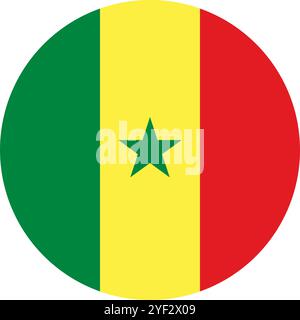 Senegal Circle Flag, Circle Flag of Senegal, Vector Images Stock Vector