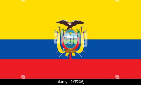 Flag of Ecuador, 16:9 Format, Ecuador Flag, Vector Images Stock Vector