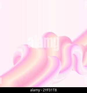 Strawberry and Vanilla Ice Cream Bubble Gum or Cream Abstract Wave 3D Pink Illustration Stock Vector