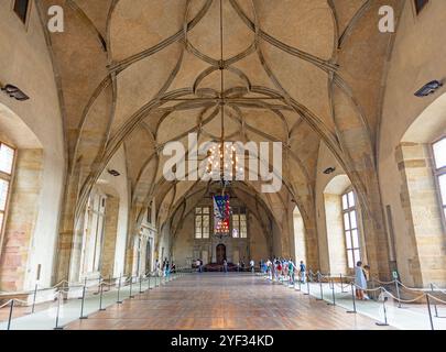 Old Royal Palace's 12th Century Vladislave Hall In Prague Castle in Prague, Czech Republic. Stock Photo