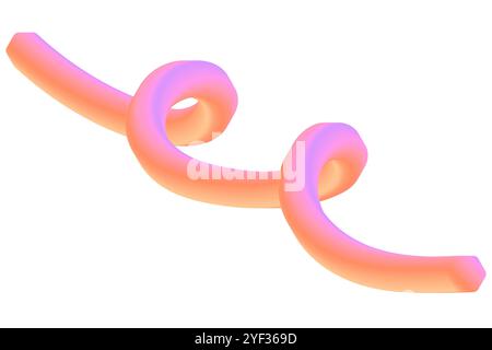 Orange Abstract 3D object. Wave Isolated on White Background Illustration Stock Vector