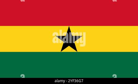 Flag of Ghana, 16:9 Format, Ghana Flag, Vector Images Stock Vector