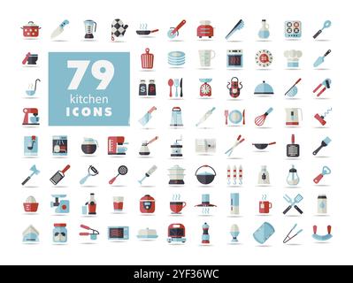 Cooking and kitchen vector icons set. Graph symbol for cooking web site design, logo, app, UI Stock Vector