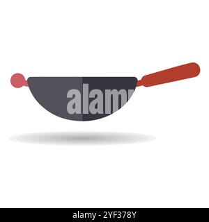 Wok frying pan vector icon. Kitchen appliance. Graph symbol for cooking web site design, logo, app, UI Stock Vector