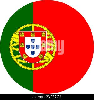 Portugal Circle Flag, Circle Flag of Portugal, Vector Images Stock Vector