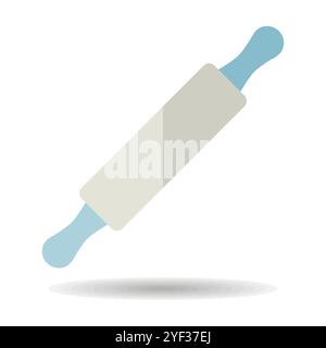 Wooden rolling pin plunger vector icon. Kitchen appliance. Graph symbol for cooking web site design, logo, app, UI Stock Vector