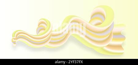 Lemon Ice Cream Bubblegum or Cream Candy Abstract Yellow Wave 3D Isolated Splash Illustration Stock Vector