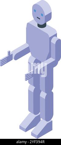 Humanoid robot making gestures with its hands, showcasing futuristic artificial intelligence Stock Vector