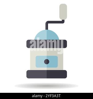 Classic coffee grinder in wooden case vector icon. Kitchen appliance. Graph symbol for cooking web site design, logo, app, UI Stock Vector