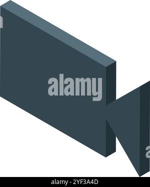 Simple isometric video camera icon representing recording functionality Stock Vector